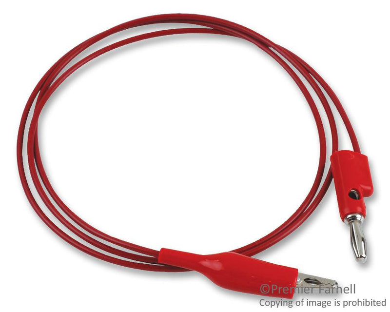 POMONA 3220-36-2 Test Lead, Crocodile Clip to 4mm Banana Plug, Red, 60 V, 5 A, 914 mm