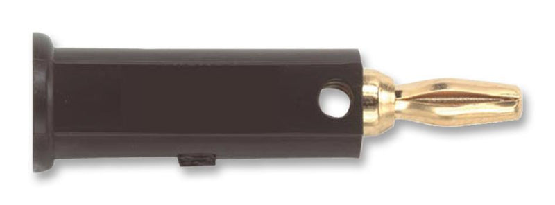 POMONA 2944-0 Banana Test Connector, Plug, Cable Mount, 5 A, 2.5 kV, Gold Plated Contacts, Black