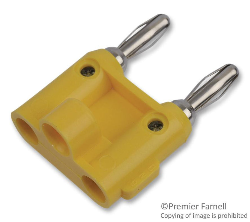 POMONA MDP-4 Stackable Double Banana Plug with Cable Guide, Yellow