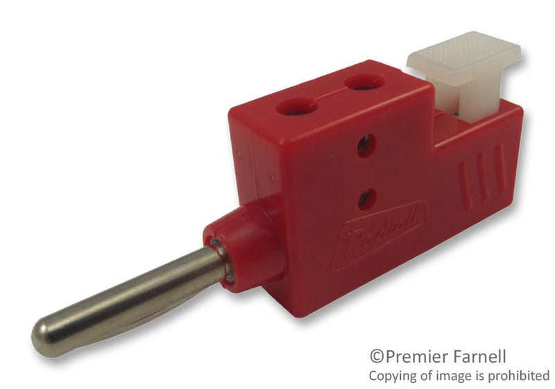 RADIALL R941461000 Banana Test Connector, 4mm, Plug, Cable Mount, 30 A, 750 V, Nickel Plated Contacts, Red