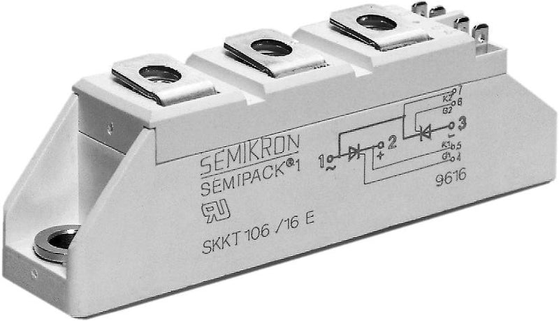SEMIKRON SKKT 72/16 E Thyristor, 1.6 kV, 150 mA, 70 A, 125 A, Module, 7 Pins