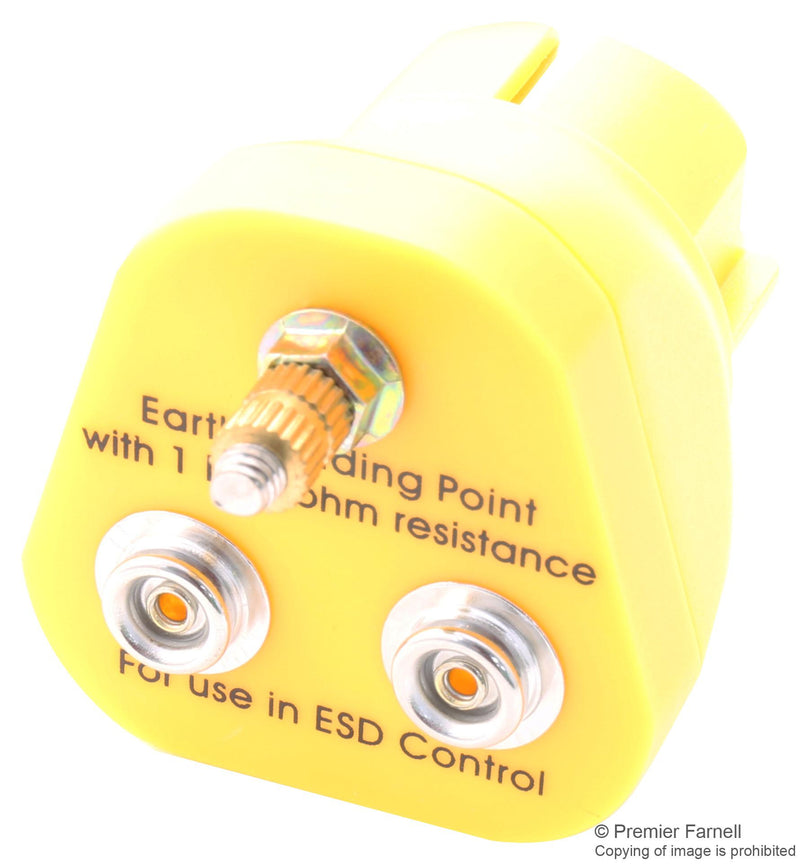 MULTICOMP MC0700016 Earth Bonding Plug, 2 Stud, 1 M5 Post, 1MOhm Resistor, EU Plug Type