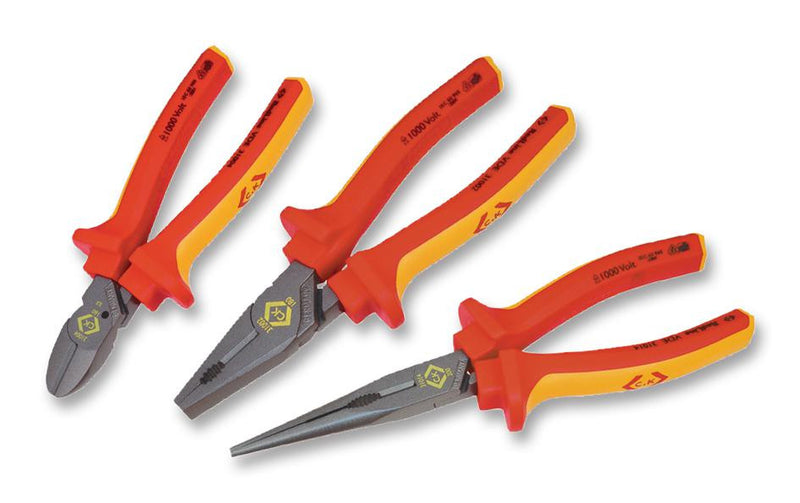 CK TOOLS T3805 REDLINE VDE PLIER SET, 3PCS