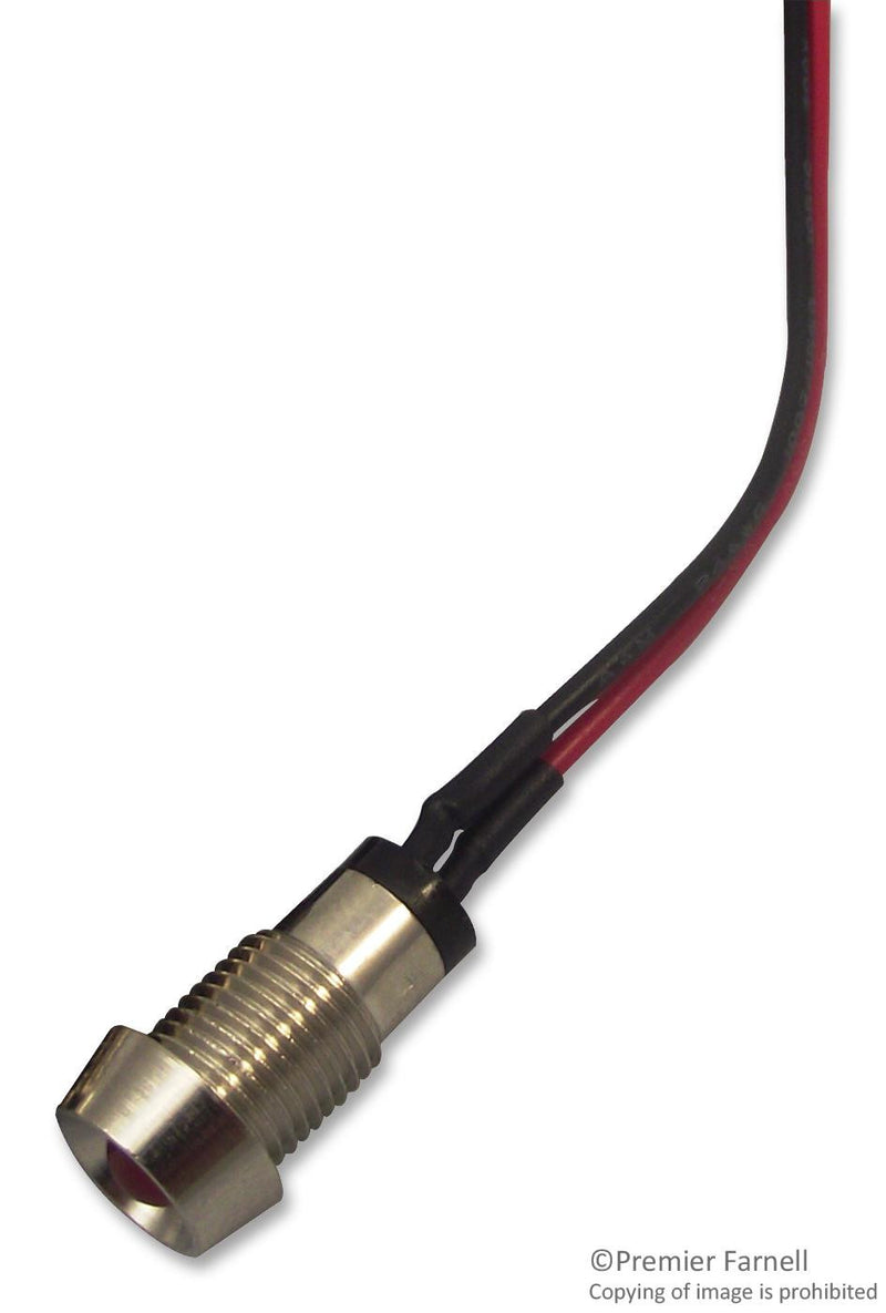 MARL 573-502-04-40 LED Panel Mount Indicator, Red, 2 VDC, 8 mm, 20 mA, 40 mcd, Not Rated