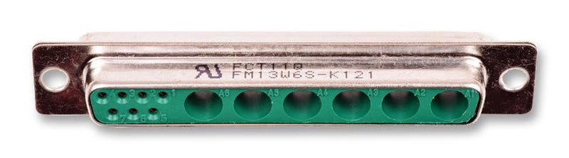 FCT - A MOLEX COMPANY FM13W6SA-K121 Combination Layout D Sub Connector, FM Series, DC-13W6, Receptacle, 7 Contacts, 6, Solder