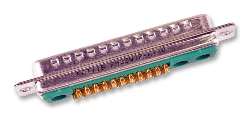 FCT - A MOLEX COMPANY FM25W3PA-K120 Combination Layout D Sub Connector, FM Series, DC-25W3, Plug, 22 Contacts, 3, Solder