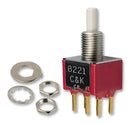 C & K COMPONENTS 8221SHCGE Pushbutton Switch, Momentary Spring Return, DPDT, 120 V, 28 V, 1 A, Through Hole