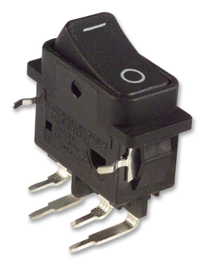 C & K COMPONENTS DF62J12S2AHQA Rocker Switch, Non Illuminated, DPST, On-Off, Black, Panel, 16 A