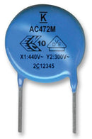 KEMET C901U152MZVDBA7317 Ceramic Suppression Capacitor, 1500 pF, 900 Series, &plusmn; 20%, X1 / Y2, 440 V, 300 V