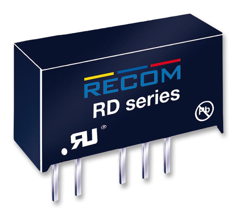 RECOM POWER RD-1212D Isolated Board Mount DC/DC Converter, Medical, 2 Output, 2 W, 12 V, 84 mA, -12 V, 84 mA