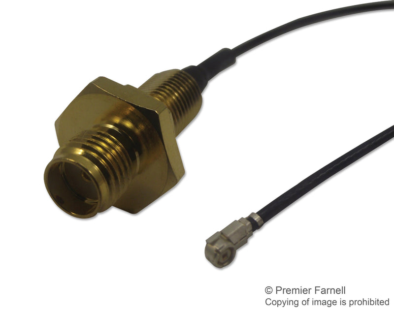 MULTICOMP MC000797 RF / Coaxial Cable Assembly, SMA Bulkhead Jack, U.FL Plug, 90&deg;, 1.37mm, 50 ohm, 7.874 ", 200 mm