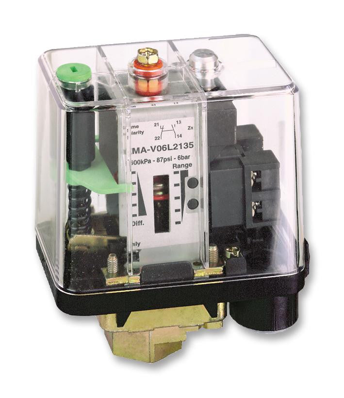 SCHNEIDER ELECTRIC XMAV06L2135 Pressure Switch, XMA, G 1/4" BSP, 1 bar, 6 bar, SPDT, Panel / Chassis, Screw Clamp Terminals