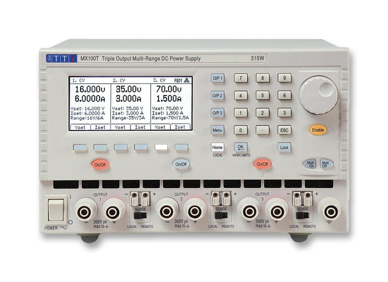 AIM-TTI INSTRUMENTS MX100T Bench Power Supply, DC, Triple Output, Adjustable, 3 Output, 0 V, 70 V, 1.5 A, 6 A