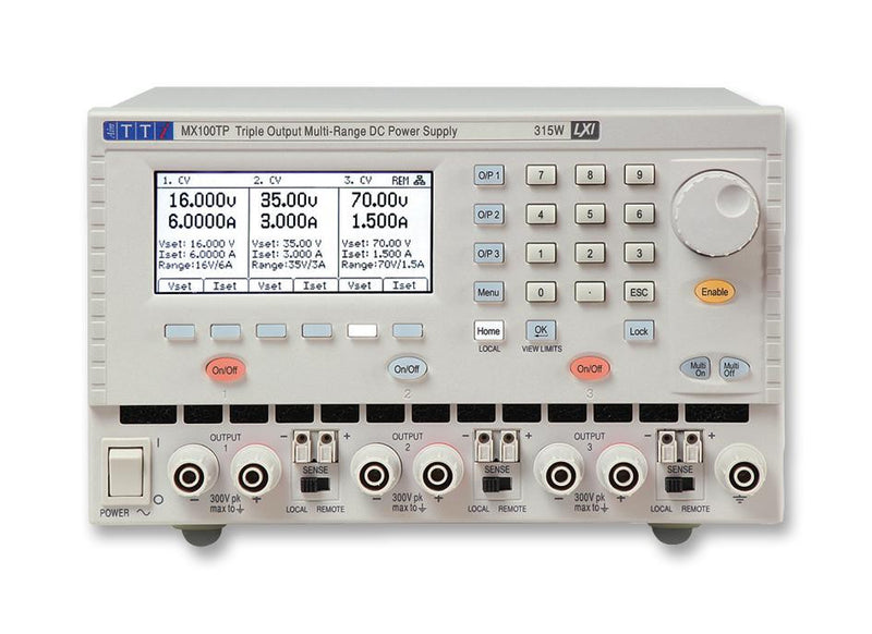 AIM-TTI INSTRUMENTS MX100TP Bench Power Supply, DC, Triple Output, Programmable, 3 Output, 0 V, 70 V, 1.5 A, 6 A