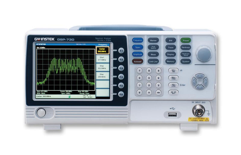 GW INSTEK GSP-730 Spectrum Analyser, Bench, 150kHz to 3GHz, 105 mm, 153 mm, 296 mm