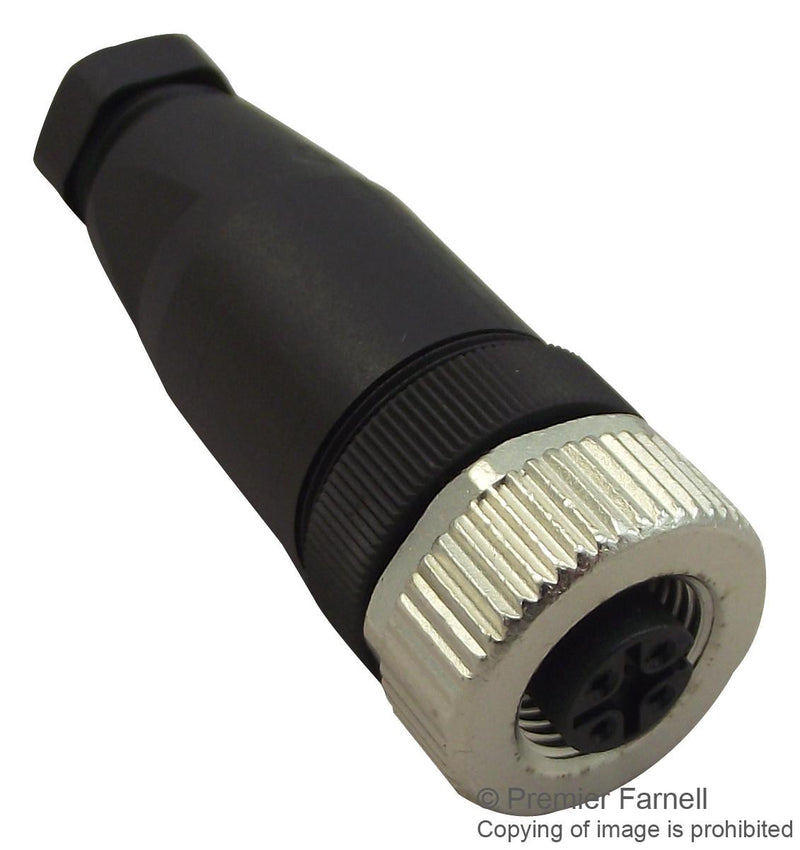 TE CONNECTIVITY T4110011031-000 Sensor Connector, 3 Pole, M12, Receptacle, M12, Receptacle, 3 Contacts, Screw Socket