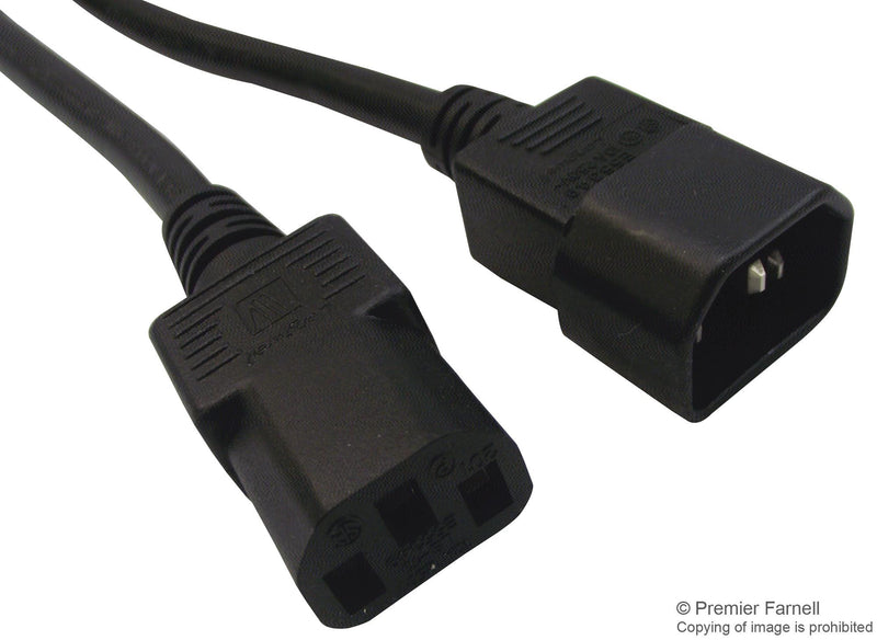 PRO POWER GW-151605 Mains Power Cord, IEC 60320 C13, IEC 60320 C14, 3.3 ft, 1 m, Black