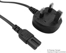 PRO POWER GW-151607 Mains Power Cord, Mains Plug, UK, IEC 60320 C7 (Figure 8), 3.3 ft, 1 m, Black