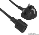 PRO POWER GW-151638 Mains Power Cord, Mains Plug, UK, IEC 60320 C13, 8.2 ft, 2.5 m, Black