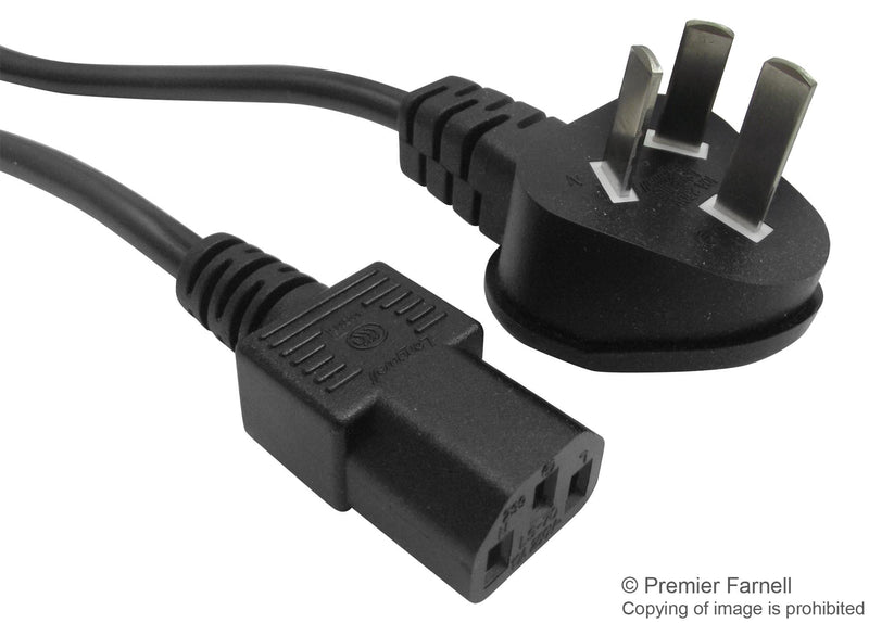 PRO POWER GW-151611 Mains Power Cord, Mains Plug, China, IEC 60320 C13, 6.6 ft, 2 m, Black