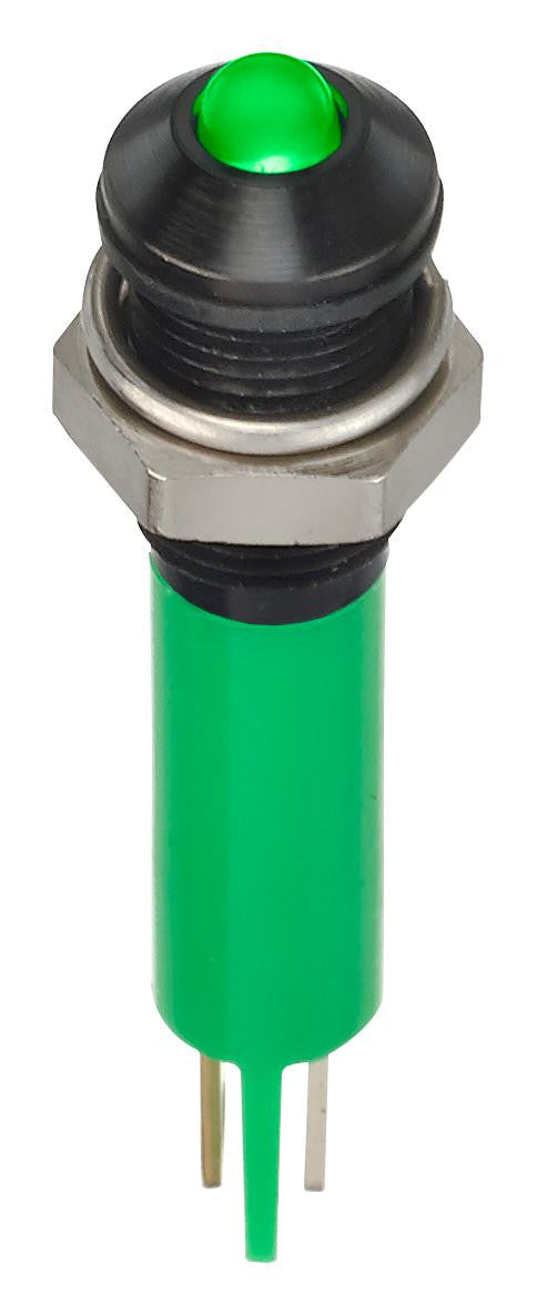 APEM Q6P1BXXG24E LED Panel Mount Indicator, Green, 24 VDC, 6 mm, 20 mA, 40 mcd, IP67