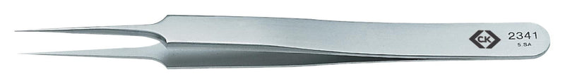 CK TOOLS T2341 Tweezer, Super Fine Tip, Precision, 110 mm, Stainless Steel Body, Stainless Steel Tip