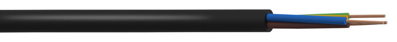 PRO POWER PP001148 Multicore Unscreened Cable, H05RR-F Tough Rubber, Black, 3 Core, 1 mm&sup2;, 164 ft, 50 m