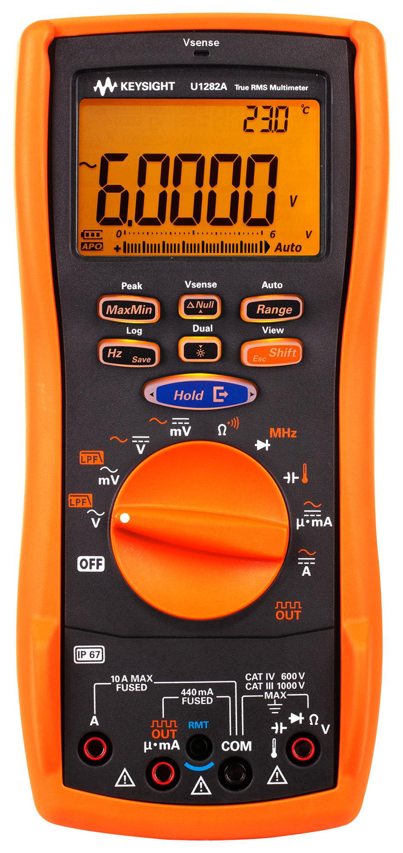 KEYSIGHT TECHNOLOGIES U1282A Handheld Digital Multimeter, U1280 Series, 60000 Count, True RMS, Auto, Manual Range, 4.75 Digit