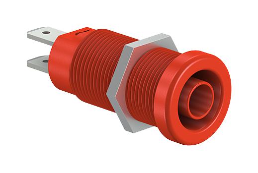 Staubli 66.9131-22 66.9131-22 Banana Test Connector 4mm Receptacle Panel Mount 20 A 1 kV Nickel Plated Contacts Red