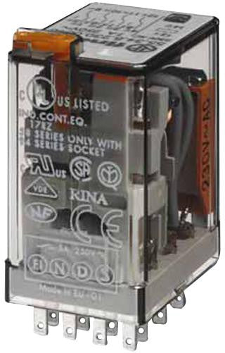 FINDER 55.34.9.024.0090 Power Relay, Plug In, 4PDT, 24 VDC, 7 A, 55 Series, Socket, DC