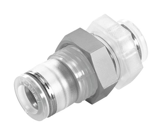 Festo NPQP-H-Q8-E-FD Pneumatic Fitting Push-In Bulkhead M16 10 bar 8 mm PP (Polypropylene) Npqp