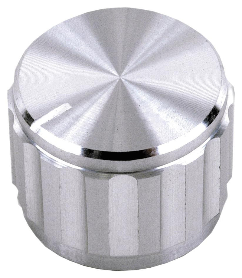 MULTICOMP MC21030 Knob, Round Shaft, 6.4 mm, Aluminium, Round Knurled with Indicator Line, 20 mm