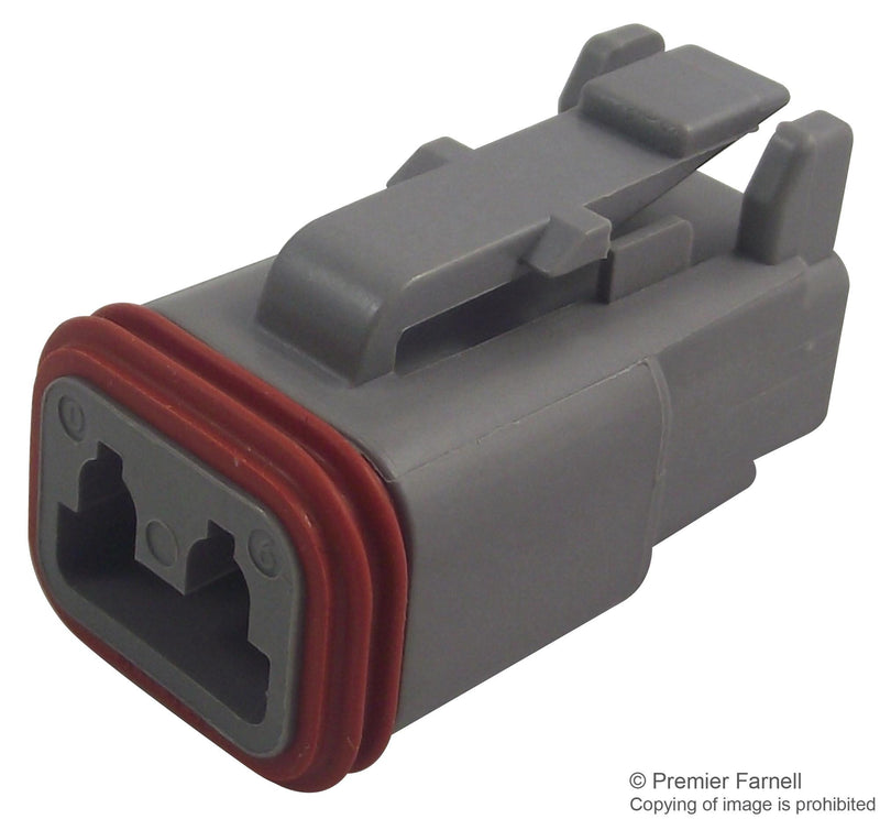 DEUTSCH DT06-2S Connector Housing, IP68, DT Series, Plug, 2 Ways, 5.46 mm, DT Series Socket Contacts