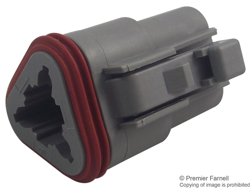 DEUTSCH DT06-3S Connector Housing, IP68, DT Series, Plug, 3 Ways, DT Series Socket Contacts