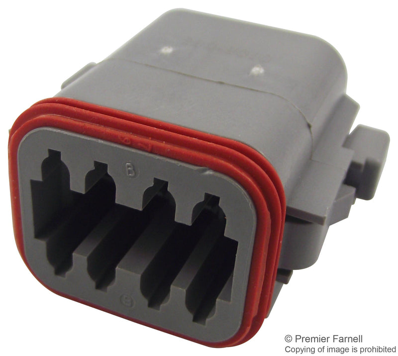 DEUTSCH DT06-08SA Connector Housing, IP68, DT Series, Plug, 8 Ways, 5.5 mm, DT Series Socket Contacts