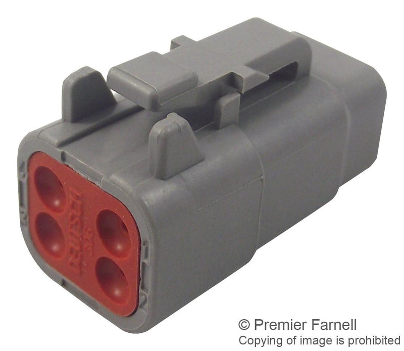 DEUTSCH DTM06-4S Connector Housing, IP68, DTM Series, Plug, 4 Ways, 4.2 mm, DTM Series Socket Contacts