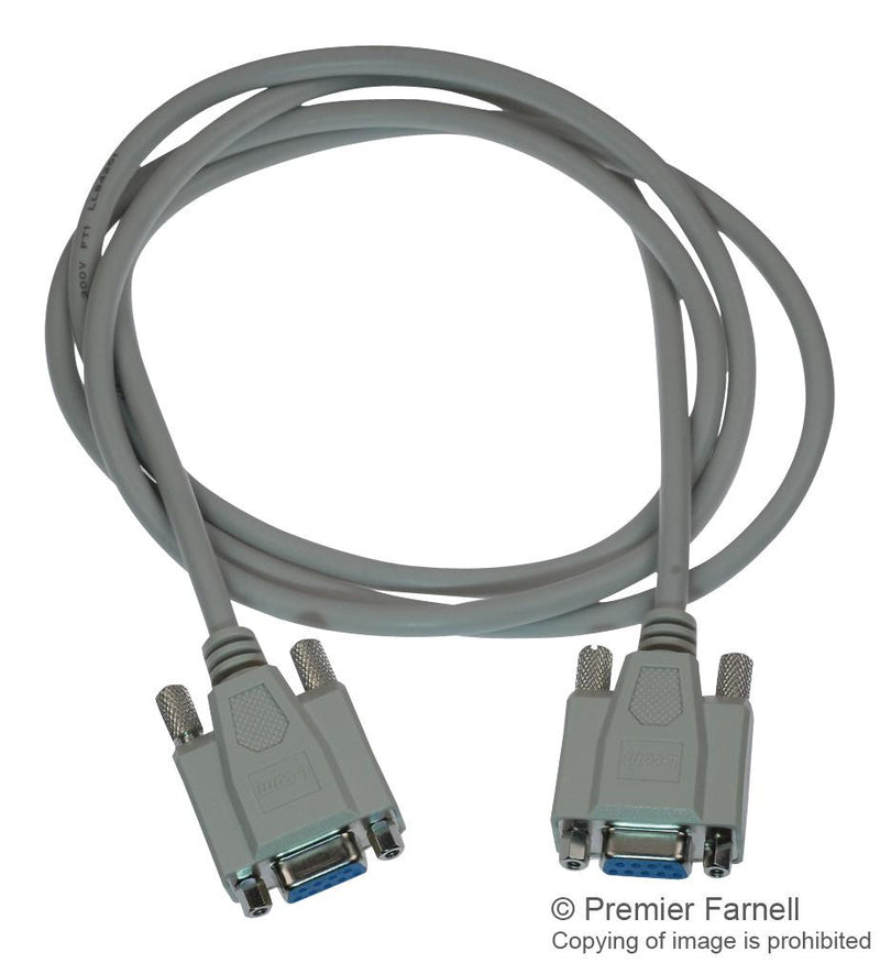 L-COM CSNULL9FF-5A Computer Cable, D Subminiature Socket, 9 Way, D Subminiature Socket, 9 Way, 5 ft, 1.52 m, Grey