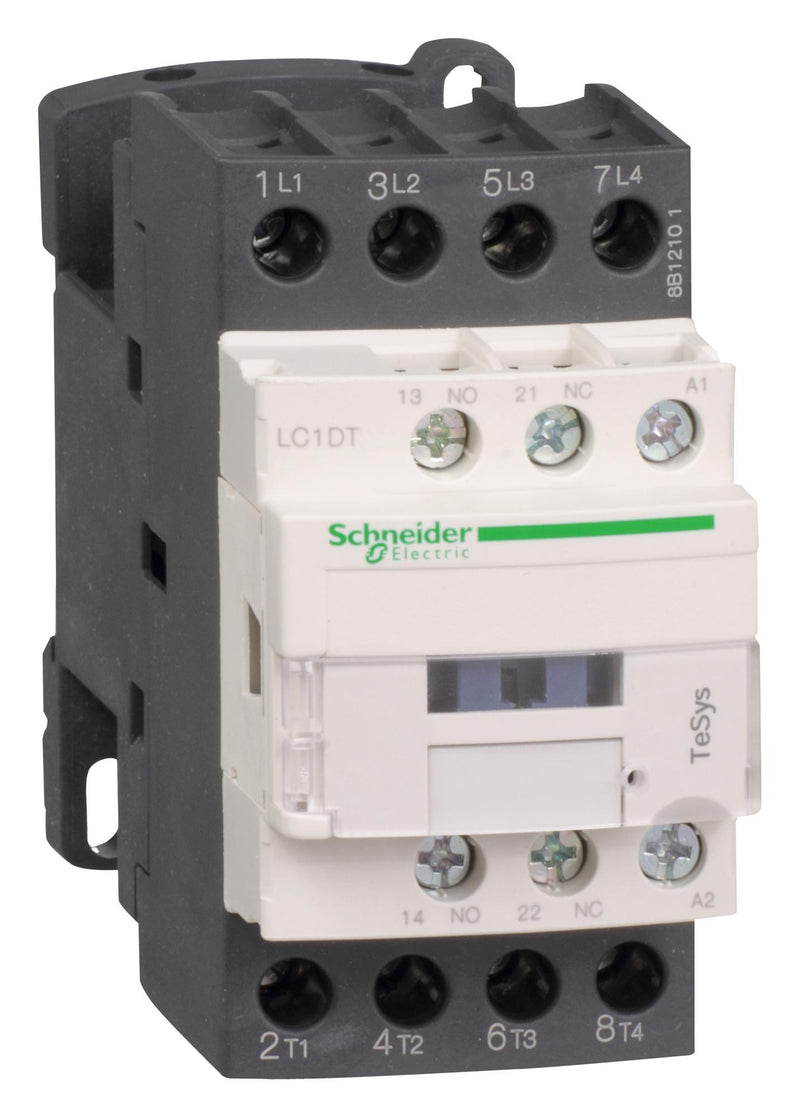 SCHNEIDER ELECTRIC LC1DT32BL Contactor, TeSys D Series, 690 VAC, 4 Pole, 4PST-NO, DIN Rail, Panel, 32 A