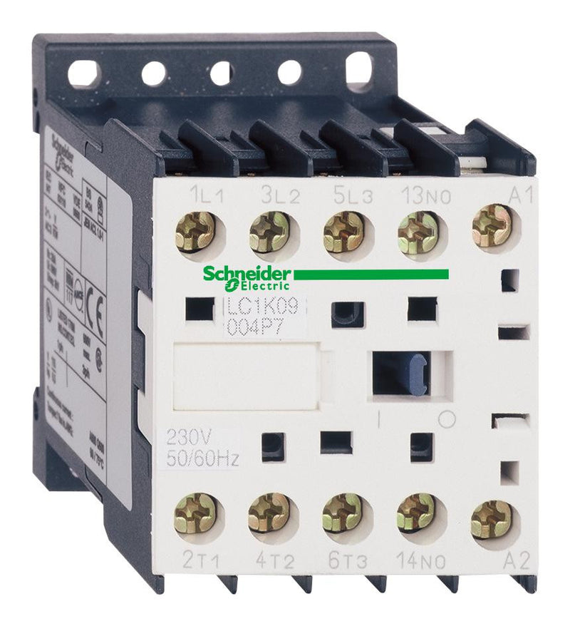 SCHNEIDER ELECTRIC LC1K09004P7 Contactor, 690 VAC, 4 Pole, 4PST-NO, DIN Rail, 20 A, 230 V