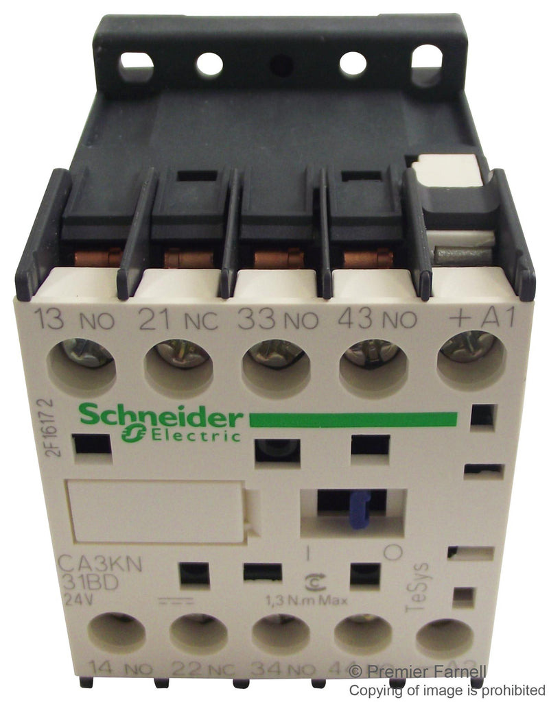 SCHNEIDER ELECTRIC CA3KN31BD Contactor, 690 VAC, 4 Pole, 3PST-NO, SPST-NC, DIN Rail, Panel