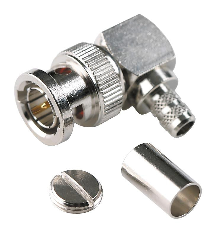 AMPHENOL RF 112526 RF / Coaxial Connector, BNC Coaxial, Right Angle Plug, Crimp, 50 ohm, RG55, RG142, RG223, RG400