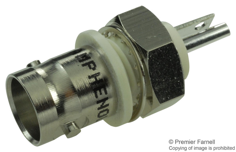 AMPHENOL RF 31-10-RFX RF / Coaxial Connector, BNC Coaxial, Straight Bulkhead Jack, Solder, 50 ohm, Phosphor Bronze