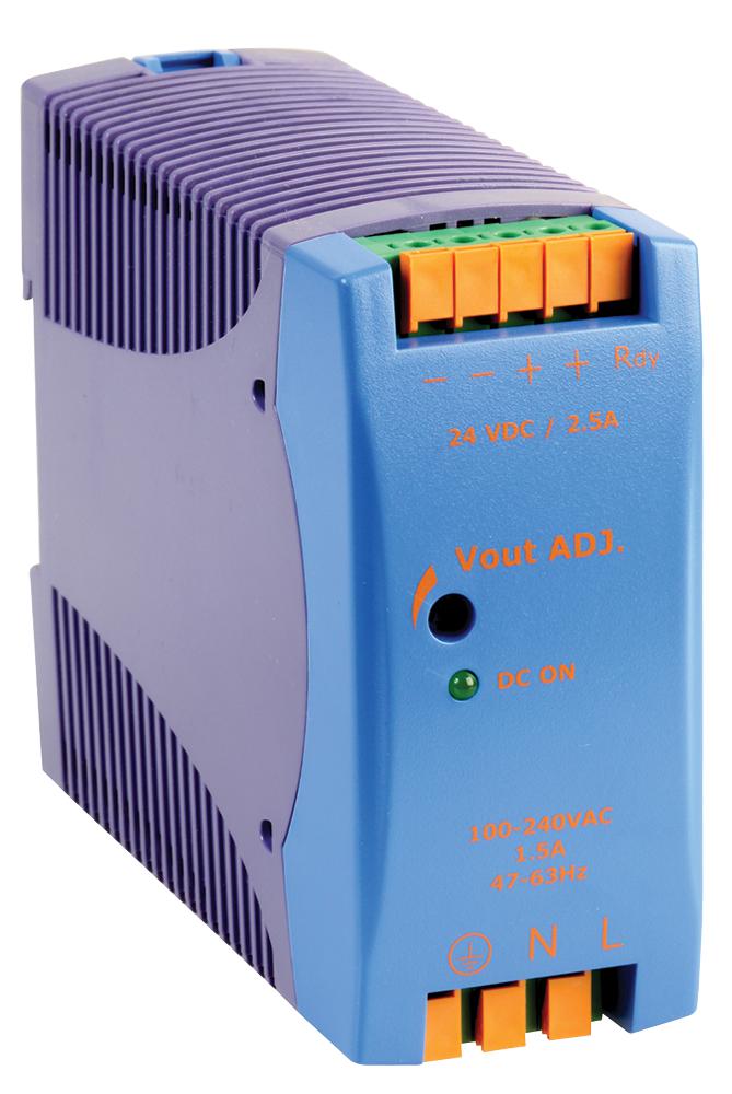 Multicomp MP-DRAN60-24 AC/DC DIN Rail Power Supply (PSU) ITE 1 Output 60 W 24 VDC 2.5 A