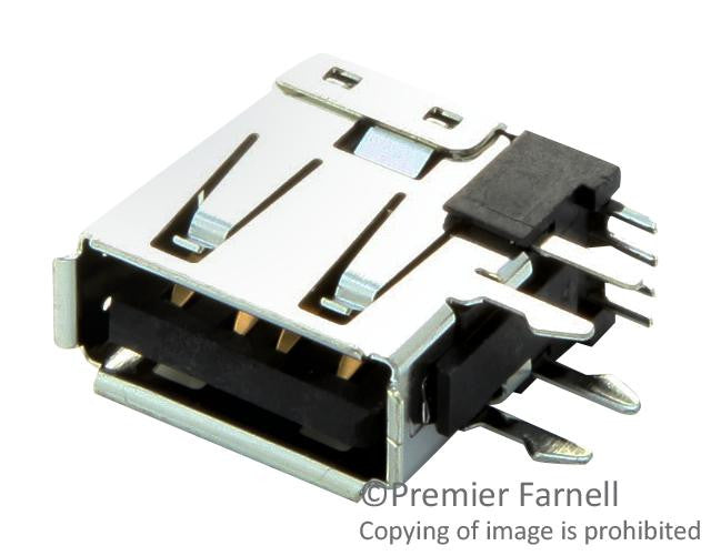 MOLEX 67329-8020 USB Connector, USB Type A, USB 2.0, Receptacle, 4 Ways, PCB Mount, Right Angle