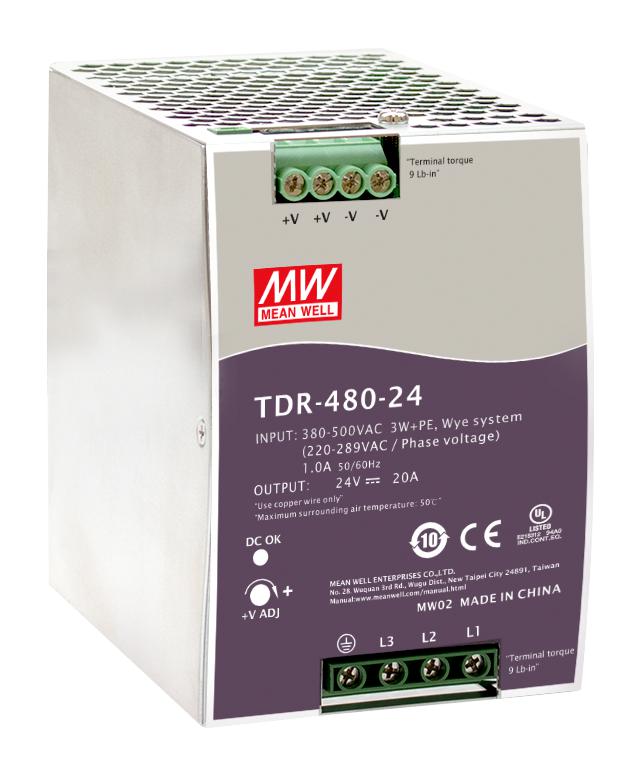 Mean Well TDR-480-48 AC/DC DIN Rail Power Supply (PSU) 1 Output 480 W 48 V 10 A