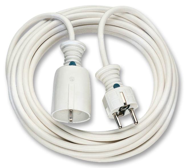 BRENNENSTUHL 1168440 Mains Power Cord, Mains Plug, Euro, Mains Socket, Euro, 16 ft, 5 m, White