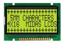 MIDAS MC41605B6W-SPTLY-V2 Alphanumeric LCD, 16 x 4, Black on Yellow / Green, 5V, Parallel, English, Japanese, Transflective