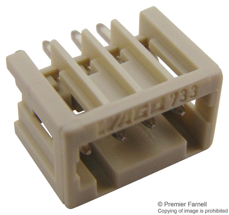 WAGO 733-334 Terminal Block, Header, 2.5 mm, 4 Ways, 4 A, 150 V, Through Hole Vertical