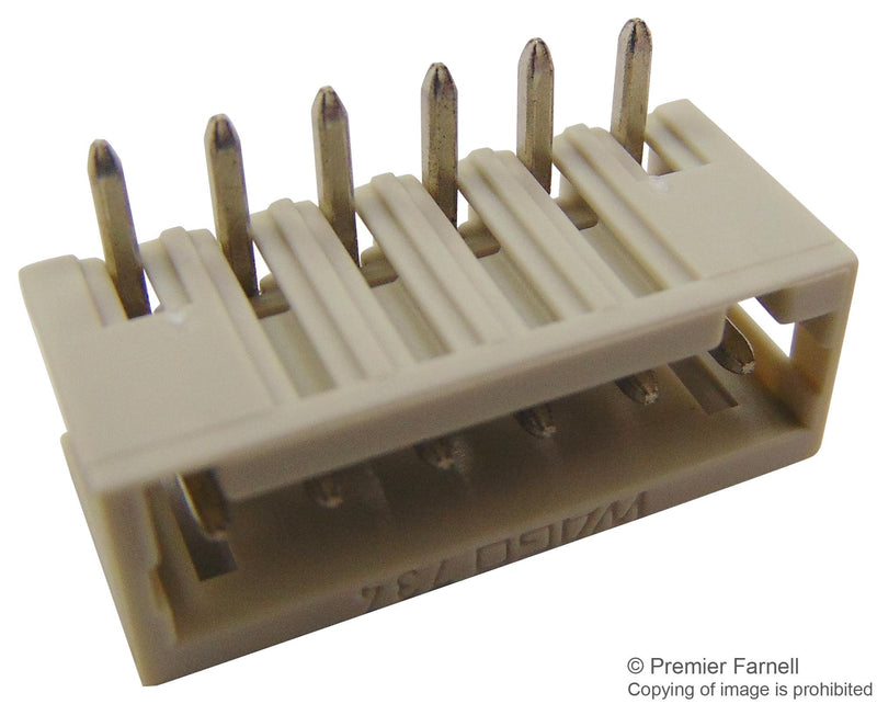 WAGO 734-166 Terminal Block, Header, 3.5 mm, 6 Ways, 10 A, 300 V, Through Hole Right Angle