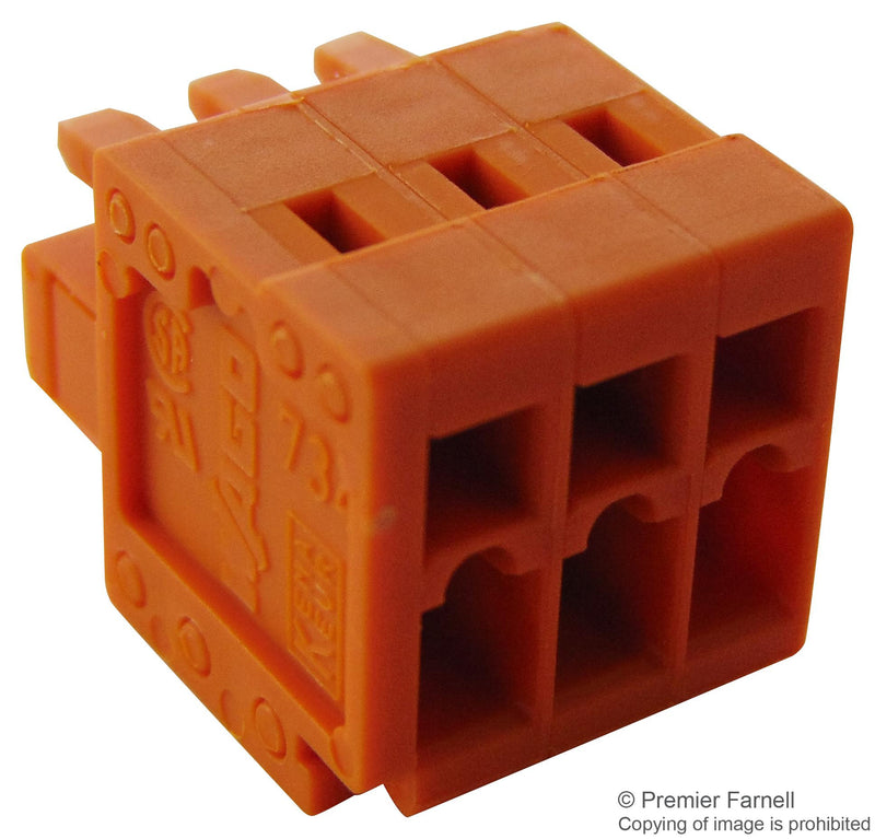 WAGO 734-203 Pluggable Terminal Block, 3.81 mm, 3 Ways, 28 AWG, 14 AWG, 1.5 mm&sup2;, Clamp